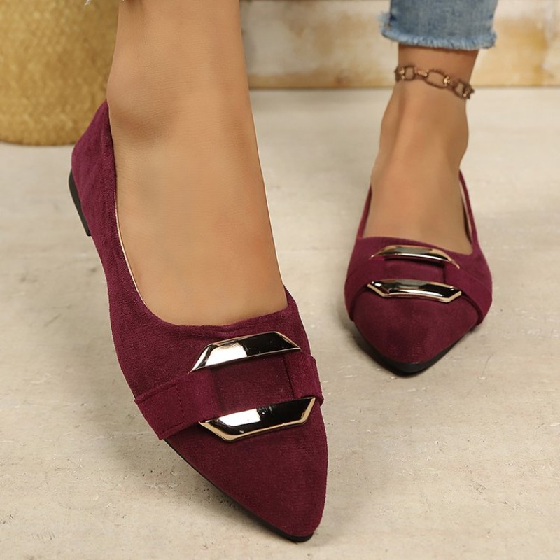 Women'S Shoes Clogs - Damskie zamszowe baleriny z ostrym noskiem,